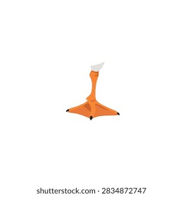 Minimalist Illustration of a Single Orange Webbed Duck Foot Isolated on White Background