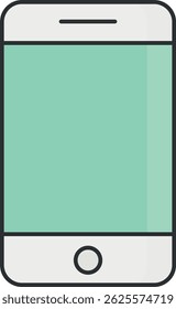 Minimalist illustration of a smartphone with a white body, black outline, and a light green screen.