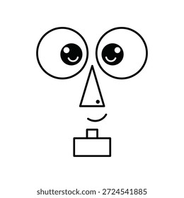Ilustración minimalista de una cara sonriente con características simples