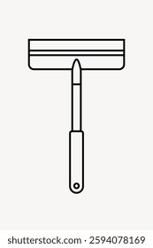 Minimalist illustration of a squeegee with a handle. Simple squeegee design, perfect for cleaning themes. Black and white squeegee drawing on a plain background. Vector illustration.