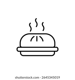 Minimalist Illustration Of A Steaming Dumpling On A Plate, Fresh Food