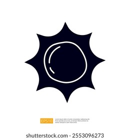 Una ilustración minimalista del sol, con una forma circular rodeada de rayos estilizados, que simbolizan el brillo y la calidez.