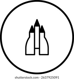 Minimalist Illustration of Three Rocket Ships Symbolizing Space Exploration Journey