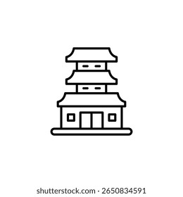 Minimalist Illustration Of A Traditional Japanese Style Temple Building