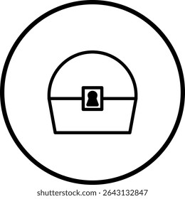 Minimalist Illustration of a Treasure Chest Icon in Black and White Style