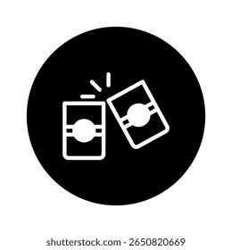 Minimalist illustration of two cans clinking together symbolizing celebration toast and togetherness in a monochromatic design
