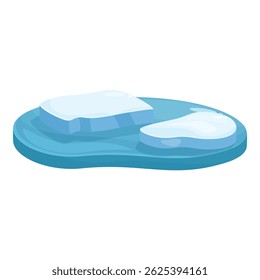 Minimalist illustration of two icebergs floating on water surface, concept of global warming