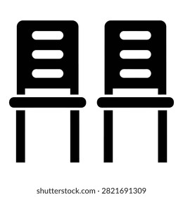 Minimalist illustration of two identical black chairs with horizontal slats