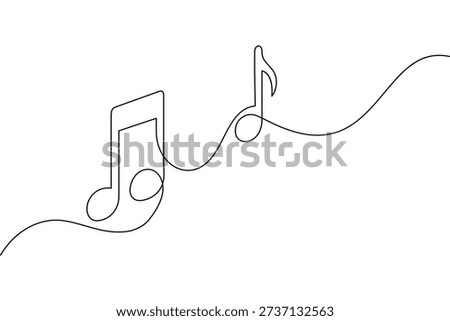  Minimalist illustration of two musical notes in continuous line