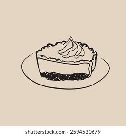 A minimalist illustration of various desserts, including bread, and pastries, drawn with only rough, bold lines.
