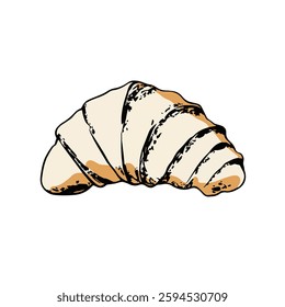 A minimalist illustration of various desserts, including bread, and pastries, drawn with only rough, bold lines.
