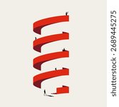 Minimalist illustration in a vector format. Abstract symbol of people climbing a spiral staircase, representing the competitive corporate ladder and career ambition.