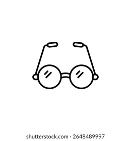 Minimalist Illustration Of Vintage Round Eyeglasses With Transparent Frame