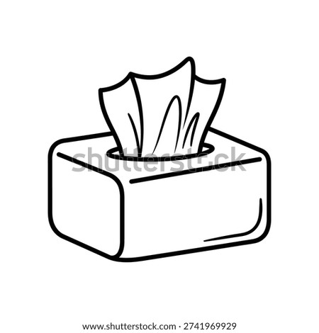 Minimalist illustration of a white tissue box with neatly folded tissues, ideal for hygiene, health, and cleanliness concepts.
