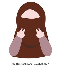 Ilustração minimalista de uma mulher ajustando suavemente o hijab.  A paleta de cores suaves e o design simples evocam uma sensação de calma e serenidade.
