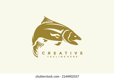 Minimalist Illustrative Fish Vector Gold Color Design