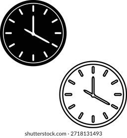 A minimalist image featuring two clocks, notably presented in a bold black silhouette style.