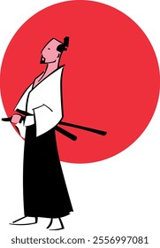 a minimalist image of a Japanese samurai