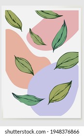 Una imagen minimalista de hojas cayendo. Pintura de hojas caídas.