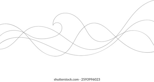 A minimalist image showcasing overlapping, sinuous lines of varying thickness and dashed patterns.