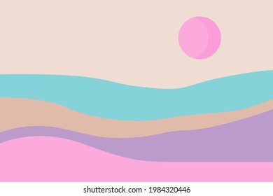 Minimalist Imaginary Boho Landscape Pattern Background