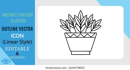 Minimalist Indoor Plant in Pot Linear Style Vector Icon