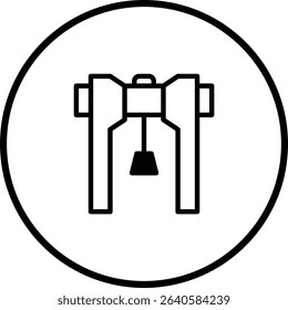 Minimalist Industrial Gantry Crane Icon in Circular Frame for Engineering Design