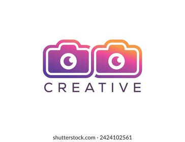 Minimalist infinity camera logo design vector template. Creative modern infinity photoshoot logo
