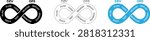 Minimalist infinity symbol with three different styles isolated on transparent background, Vector