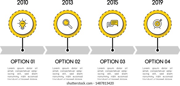 Minimalist infograph layout with 4 options. Timeline. Vector