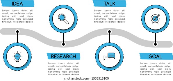 Minimalist infograph layout with 4 options. Timeline. Vector