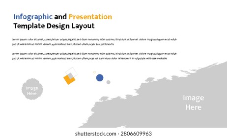 Minimalist infographic presentation template showcasing introductory text at the top and two distinct image areas below.