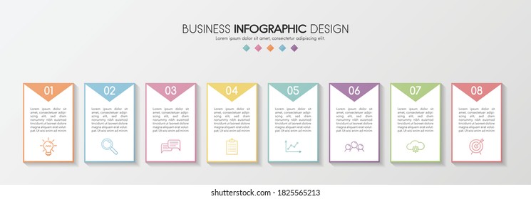 Minimalist infographic template with 8 options. Vector