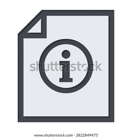Minimalist information document icon with help symbol on paper sheet. Digital file sign for user guide, data support, web design, and software interface concepts.