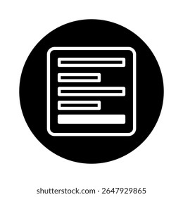 Diseño de icono de información minimalista que representa la organización de datos y el elemento de interfaz de usuario para sistemas de gestión de documentos con un diseño en blanco