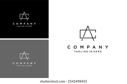 minimalist initial AC logo or CA letter monogram simple design