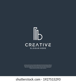 Minimalist initial B with building logo design inspiration