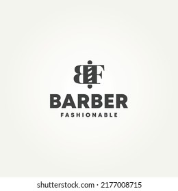 minimalist initial BF barbershop salon logo template vector illustration design. simple barber pole with BF initial logo concept