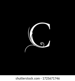 Minimalist Initial C letter Luxury  Logo, vector decoration  monogram alphabet font initial in art simple floral style.