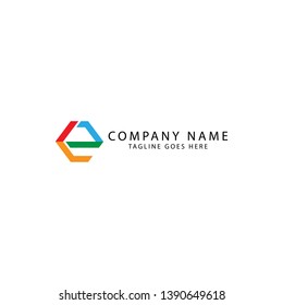 Minimalist initial CE or E logo with color on white background. Logo design inspiration - Vector