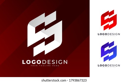 minimalist initial cut off and cutting off S letter logo vector design template with colorful gradient 