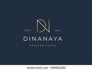 Minimalist Initial D N letter logo design template, vintage style, Vector illustrations