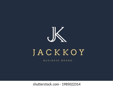 Minimalist Initial J K letter logo design template, vintage style, Vector illustrations