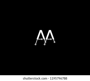 Minimalist Initial Letter AA Tech Logo Design