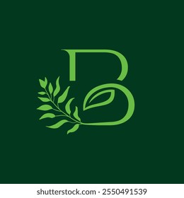 Minimalist Initial Letter B Beauty Nature Flower Leaf for Garden Plant logo design