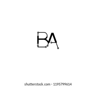 Minimalist Initial Letter BA Tech Logo Design