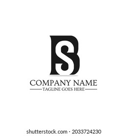 Minimista Letra inicial vector del logotipo BS con fondo negro y blanco aislado