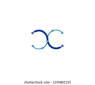 Minimalist Initial Letter CC Tech Logo Design