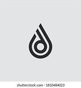 Minimalist Initial Letter D with Droplet or Oil Drop Logo Design Vector