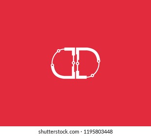 Minimalist Initial Letter DD Tech Logo Design